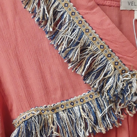Blush Pink Boho Fringe Valzera Top NWT - Picture 8 of 8
